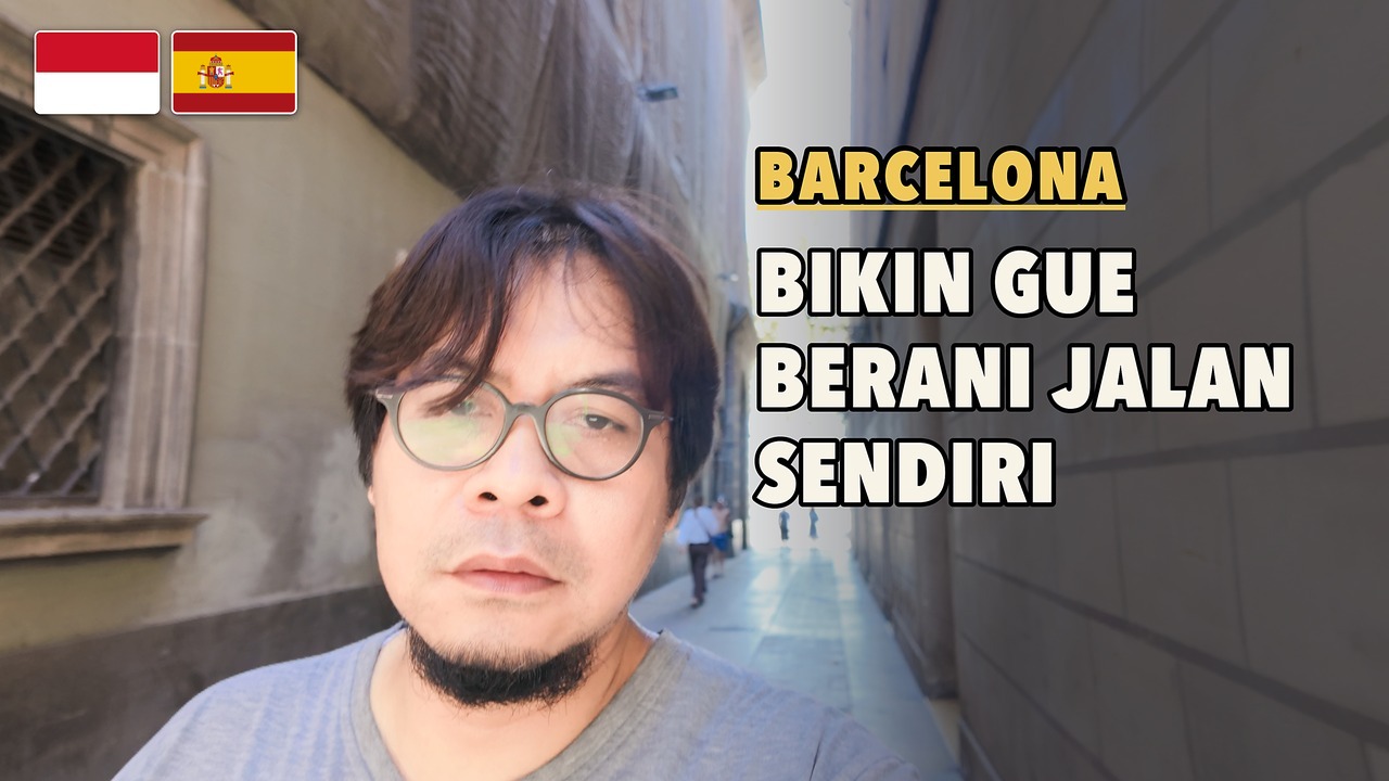 Selfie di gang sempit Barri Gòtic, Barcelona