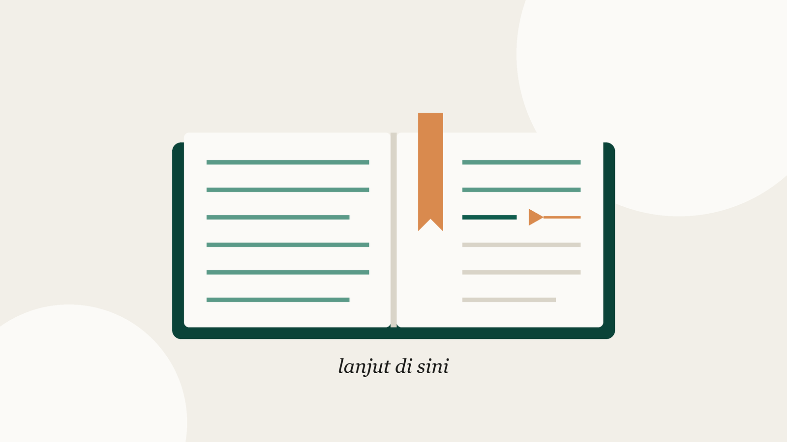 Buku terbuka dengan pita pembatas dan penanda kecil di baris tempat bacaan berhenti